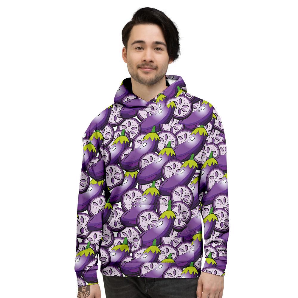 Eggplant Purple Print Pattern Men's Hoodie-grizzshop