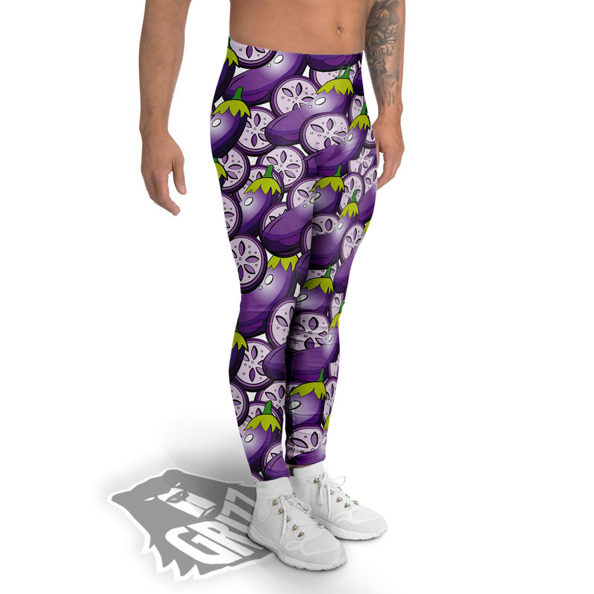 Eggplant Purple Print Pattern Men's Leggings-grizzshop