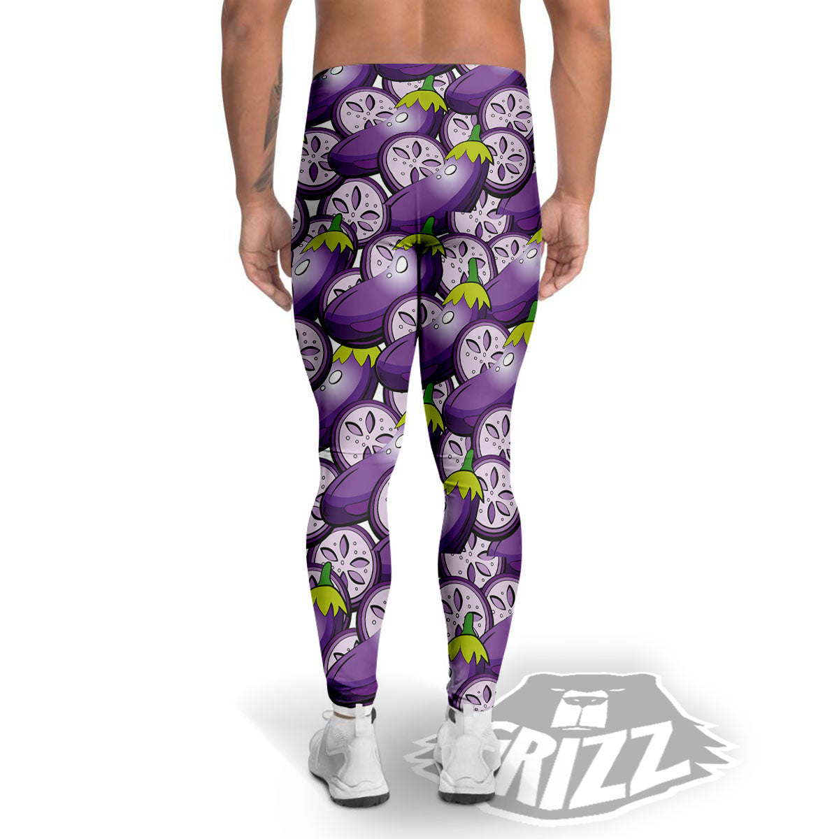 Eggplant Purple Print Pattern Men's Leggings-grizzshop