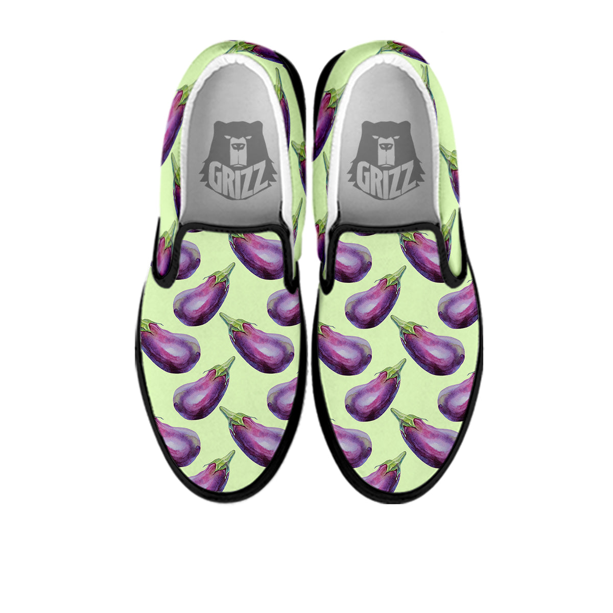 Eggplant Watercolor Pattern Black Slip On Shoes-grizzshop