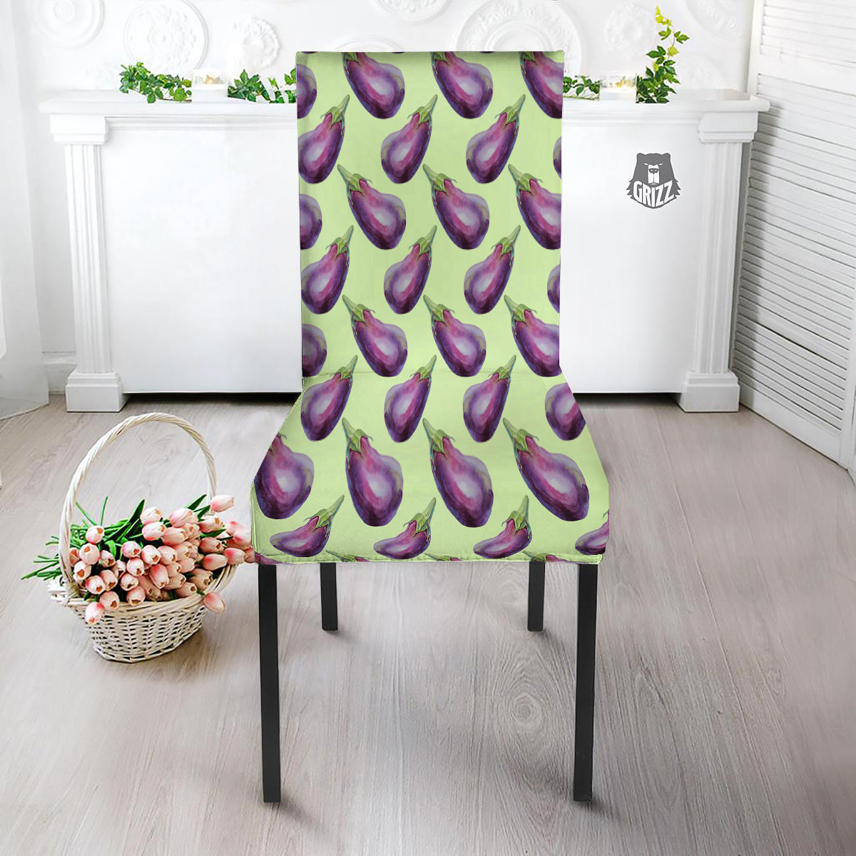Eggplant Watercolor Pattern Dining Chair Slipcover-grizzshop