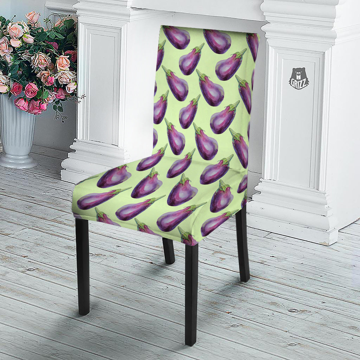 Eggplant Watercolor Pattern Dining Chair Slipcover-grizzshop