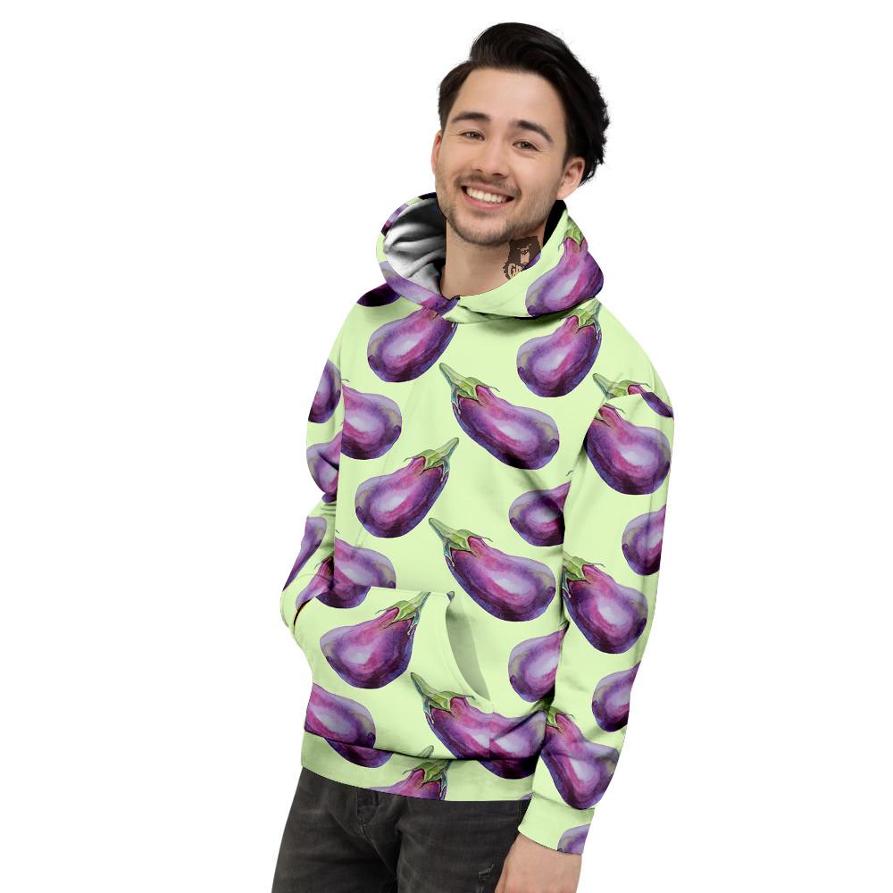 Eggplant Watercolor Pattern Men's Hoodie-grizzshop
