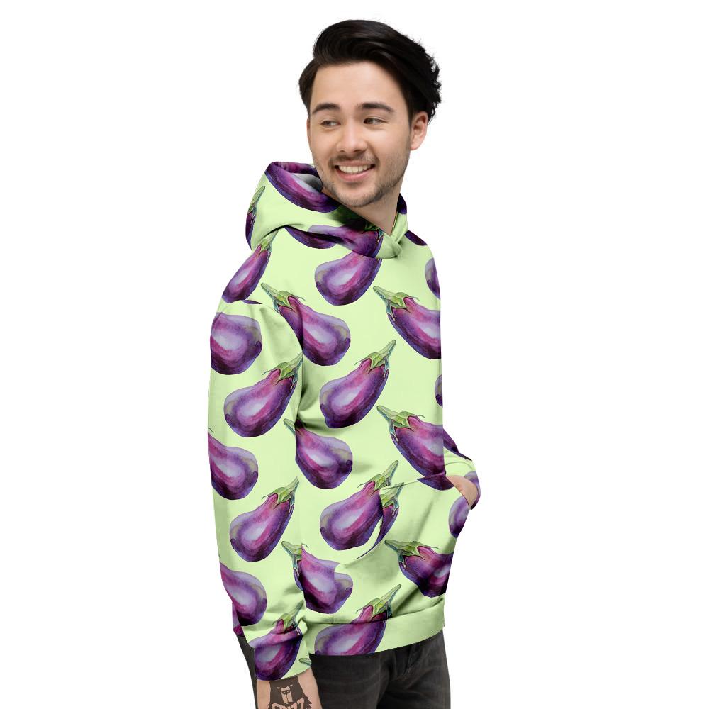 Eggplant Watercolor Pattern Men's Hoodie-grizzshop