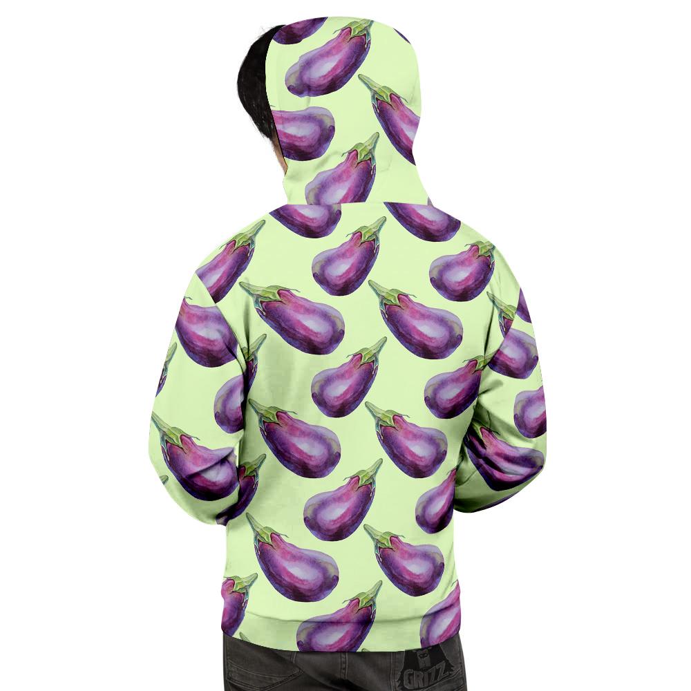 Eggplant Watercolor Pattern Men's Hoodie-grizzshop