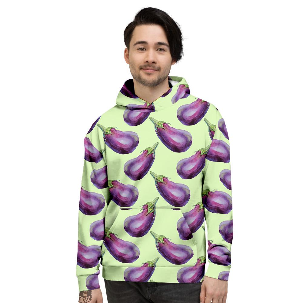 Eggplant Watercolor Pattern Men's Hoodie-grizzshop
