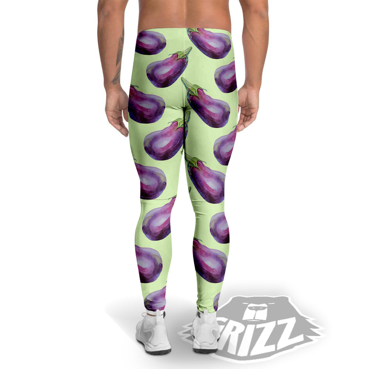 Eggplant Watercolor Pattern Men's Leggings-grizzshop