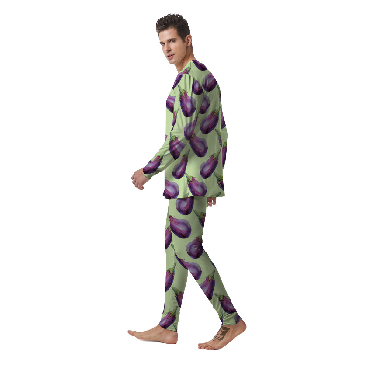Eggplant Watercolor Pattern Men's Pajamas-grizzshop