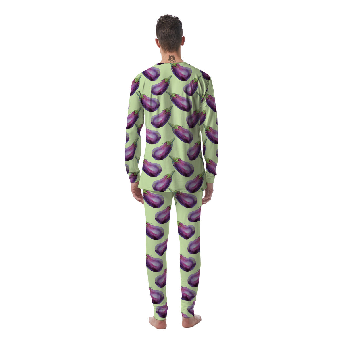 Eggplant Watercolor Pattern Men's Pajamas-grizzshop