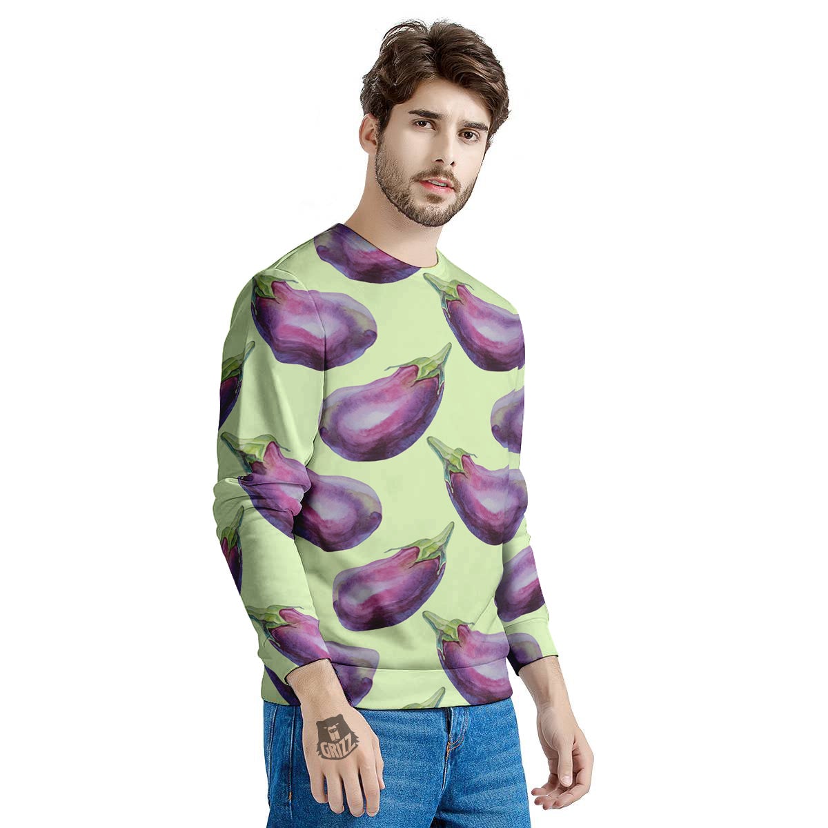 Eggplant Watercolor Pattern Men's Sweatshirt-grizzshop