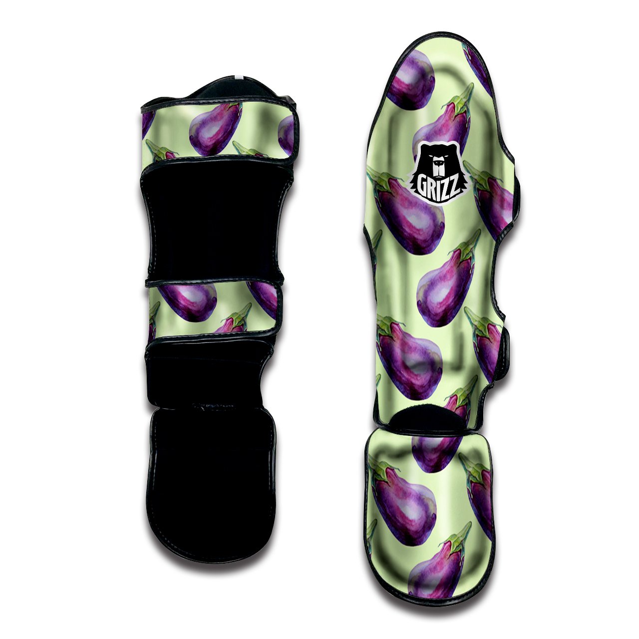 Eggplant Watercolor Pattern Muay Thai Shin Guards-grizzshop