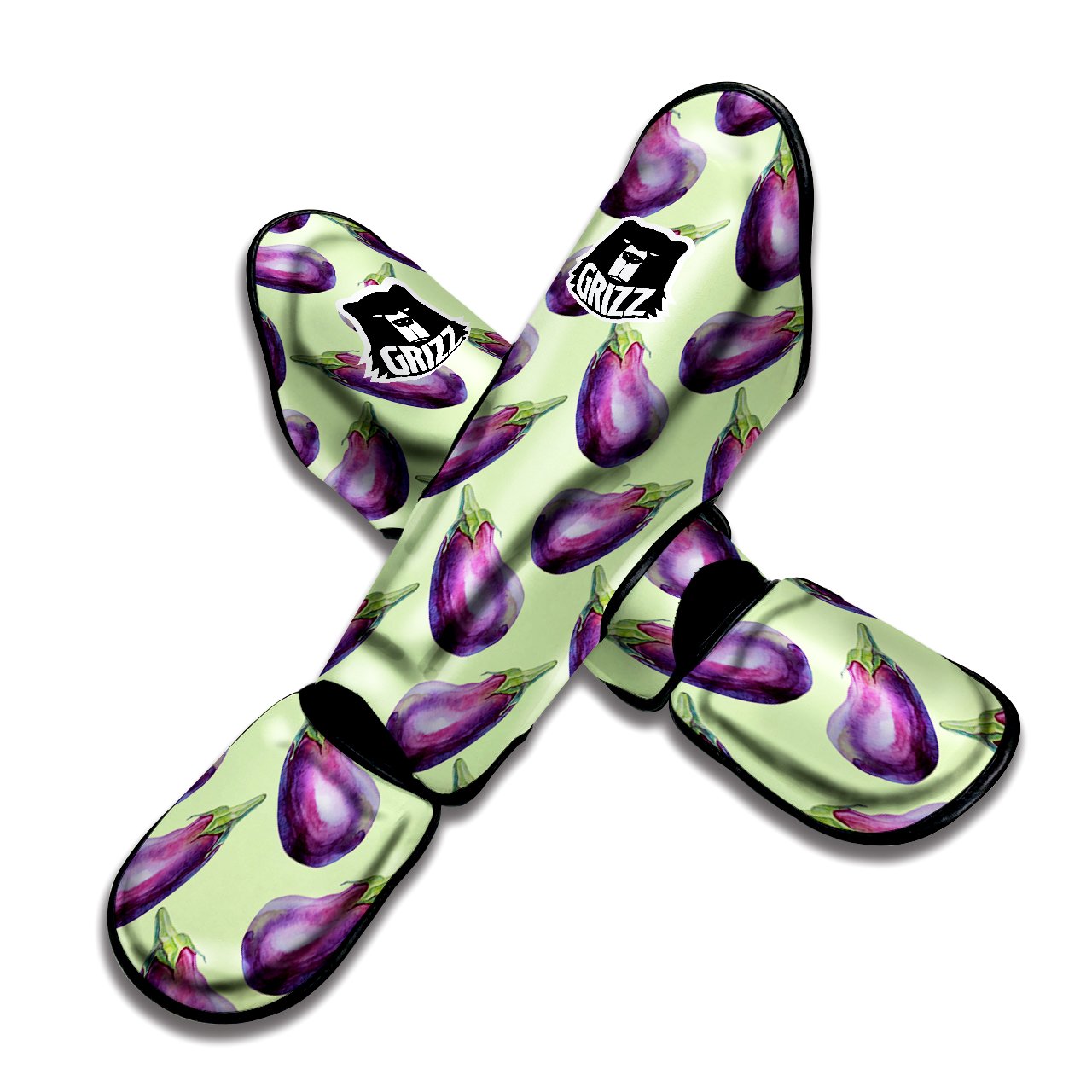 Eggplant Watercolor Pattern Muay Thai Shin Guards-grizzshop