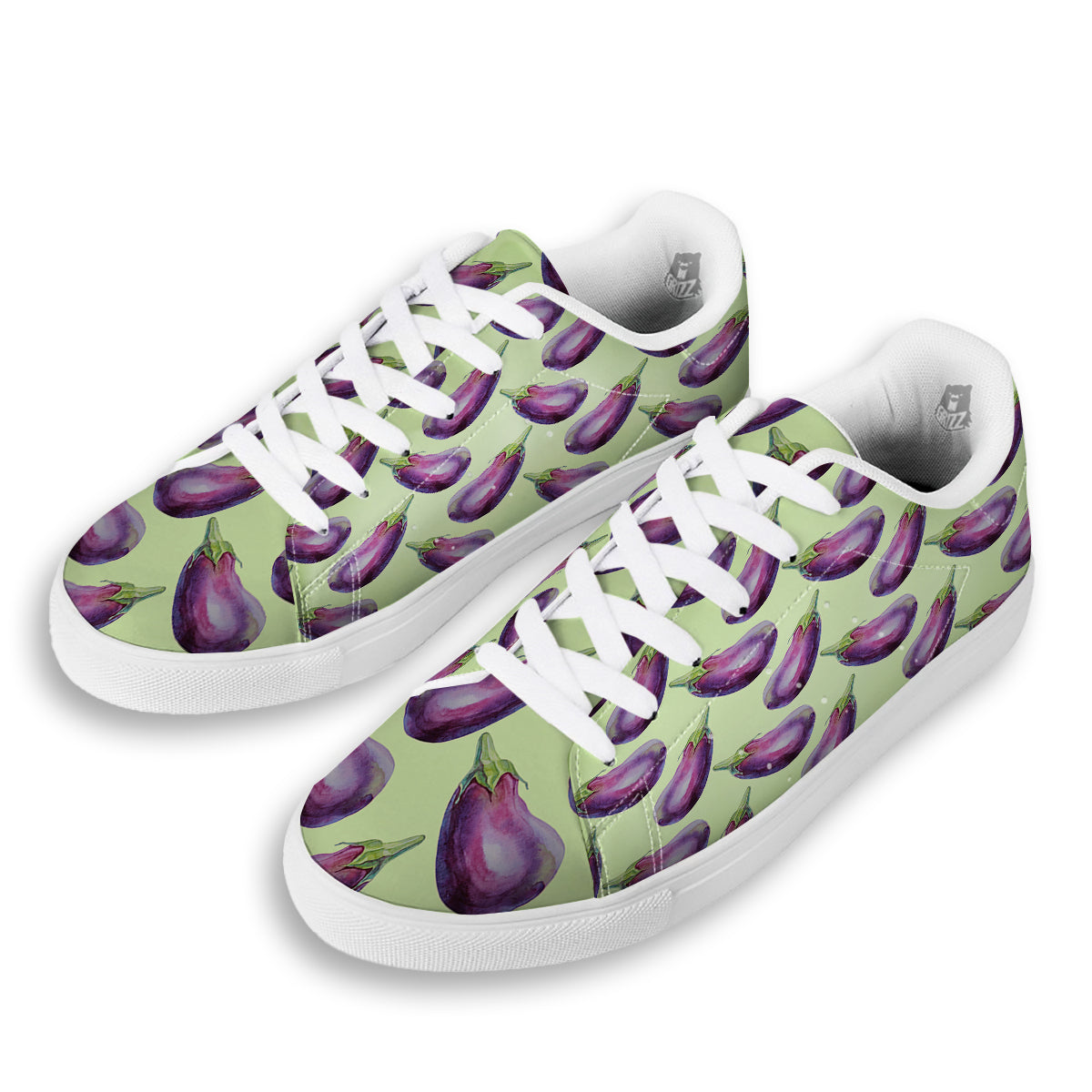 Eggplant Watercolor Pattern White Low Top Sneakers-grizzshop