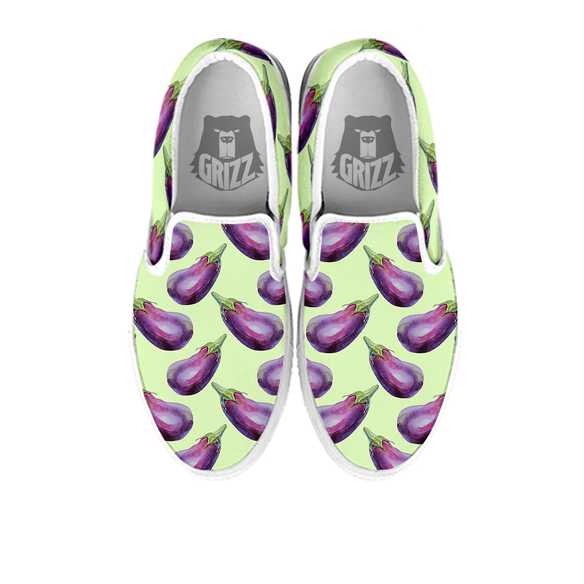 Eggplant Watercolor Pattern White Slip On Shoes-grizzshop