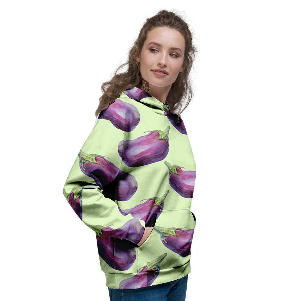 Eggplant Watercolor Pattern Women's Hoodie-grizzshop