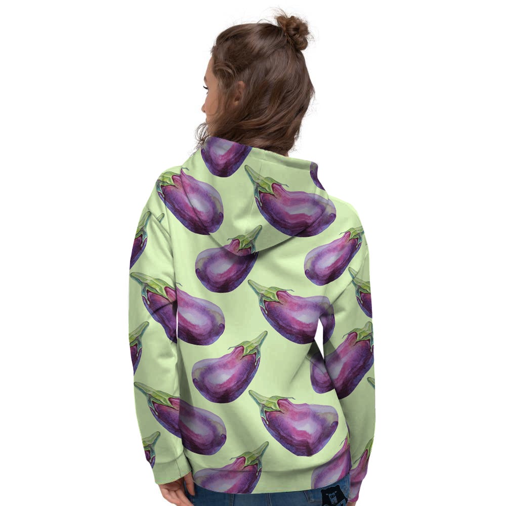 Eggplant Watercolor Pattern Women's Hoodie-grizzshop
