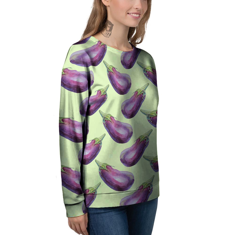 Eggplant Watercolor Pattern Women's Sweatshirt-grizzshop