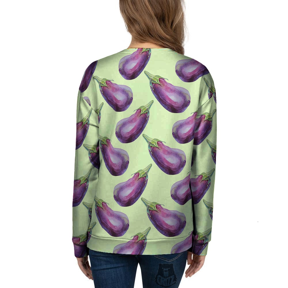 Eggplant Watercolor Pattern Women's Sweatshirt-grizzshop