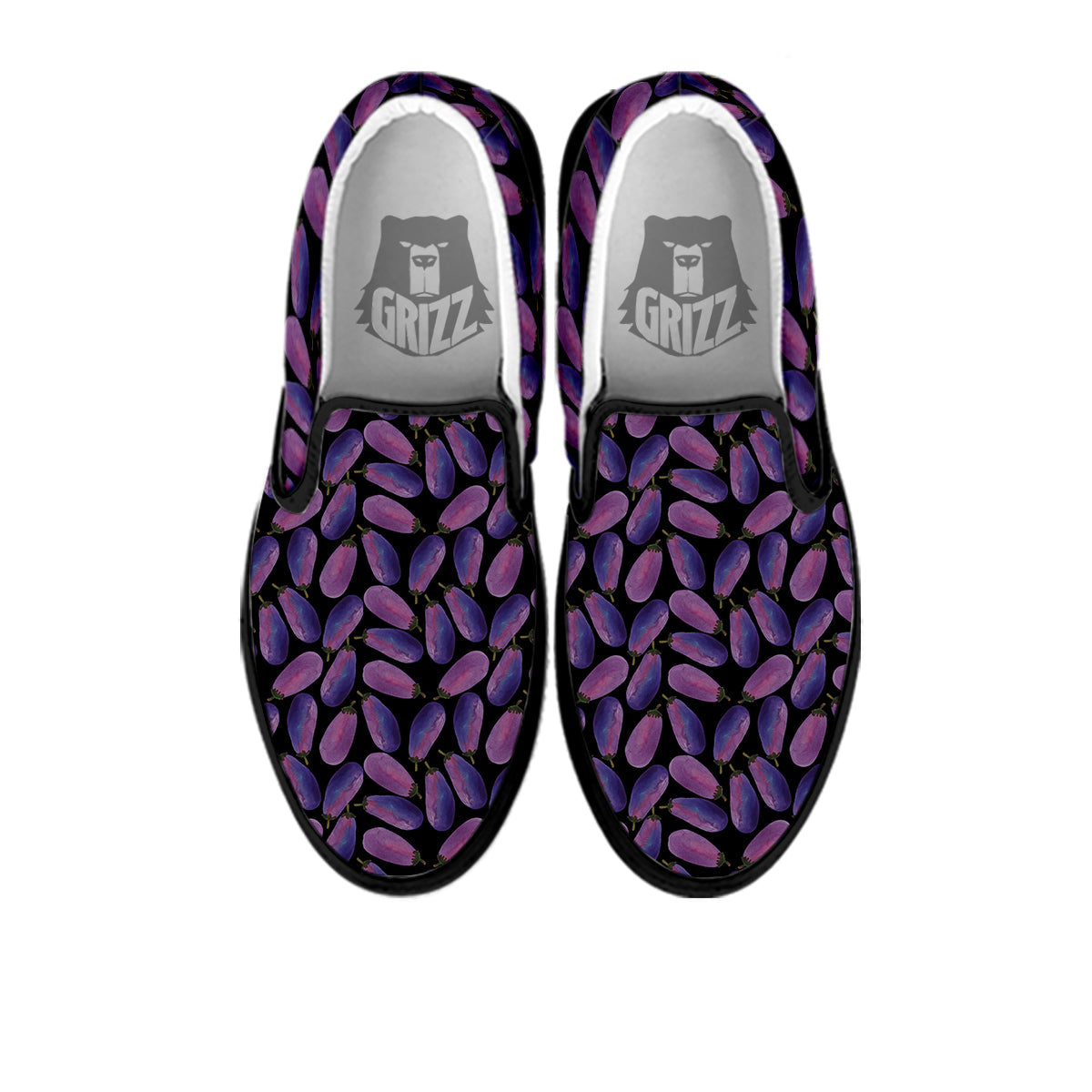 Eggplant Watercolor Print Pattern Black Slip On Shoes-grizzshop