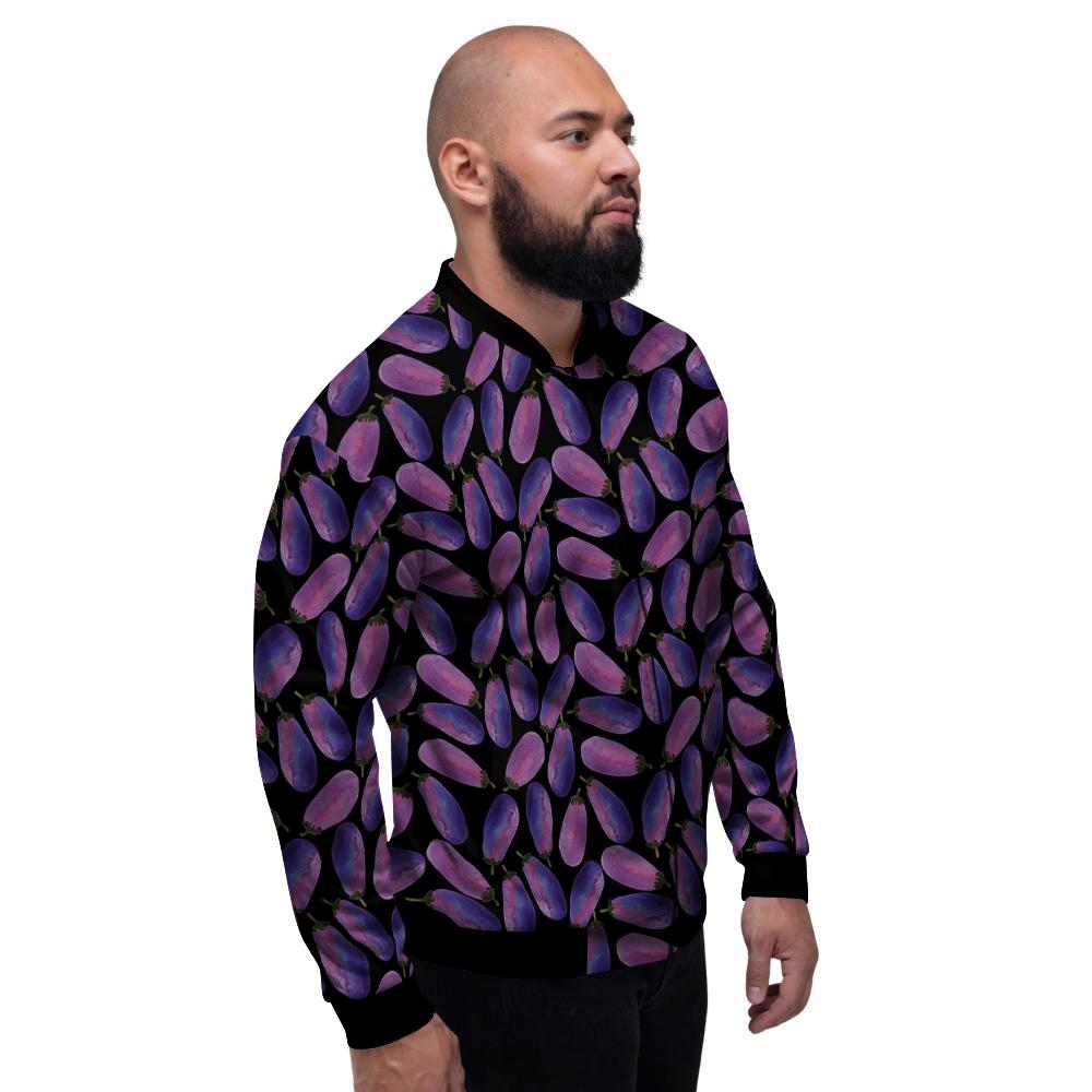 Eggplant Watercolor Print Pattern Men's Bomber Jacket-grizzshop