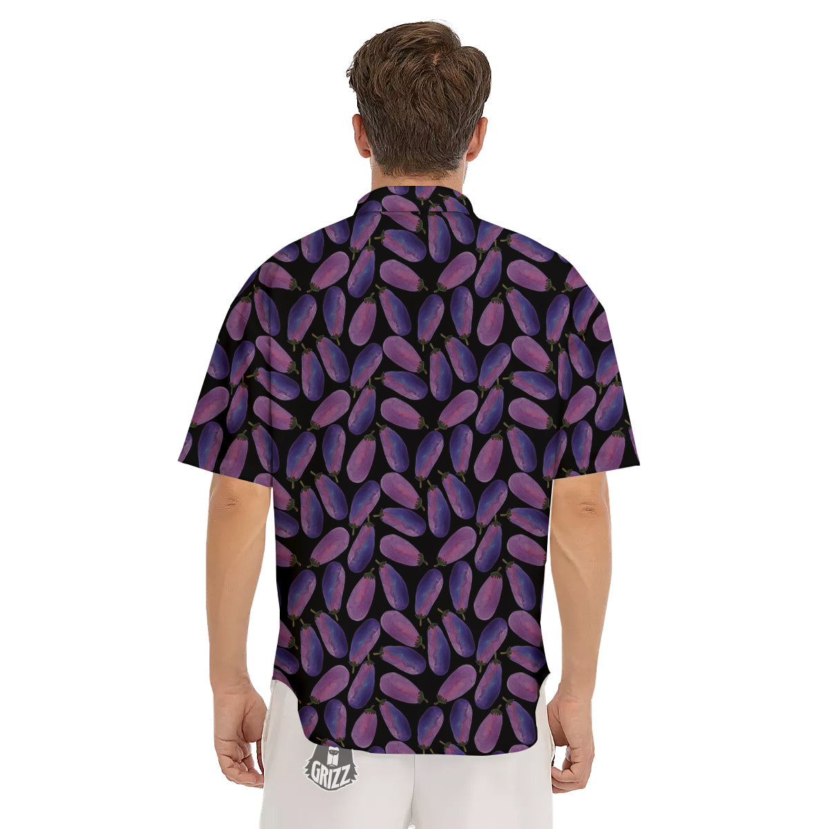 Eggplant Watercolor Print Pattern Men's Short Sleeve Shirts-grizzshop