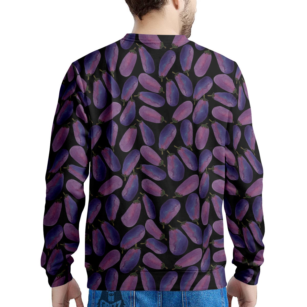 Eggplant Watercolor Print Pattern Men's Sweatshirt-grizzshop