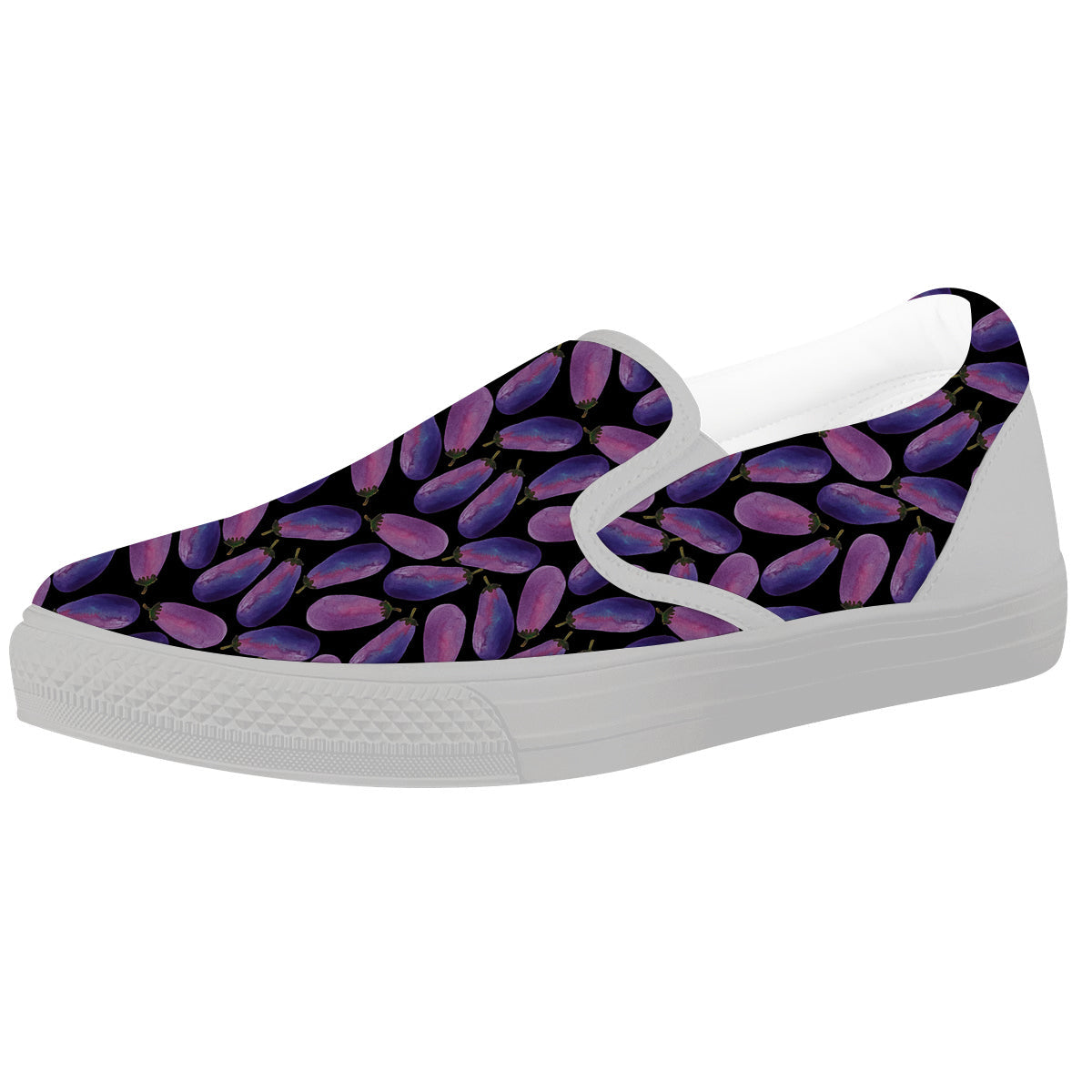 Eggplant Watercolor Print Pattern White Slip On Shoes-grizzshop