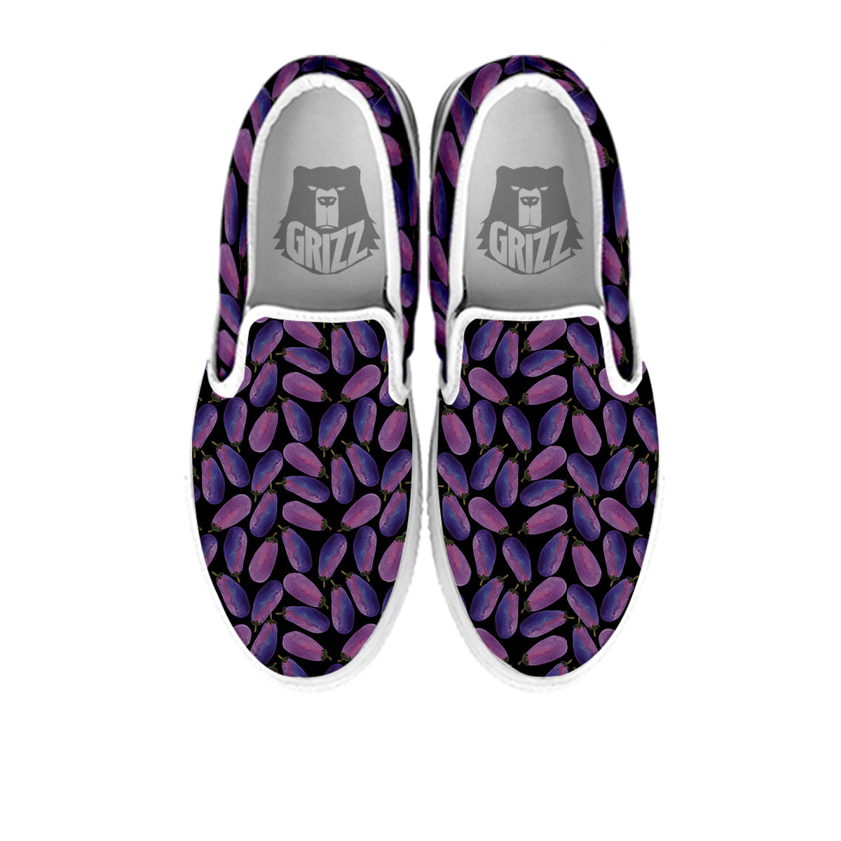 Eggplant Watercolor Print Pattern White Slip On Shoes-grizzshop