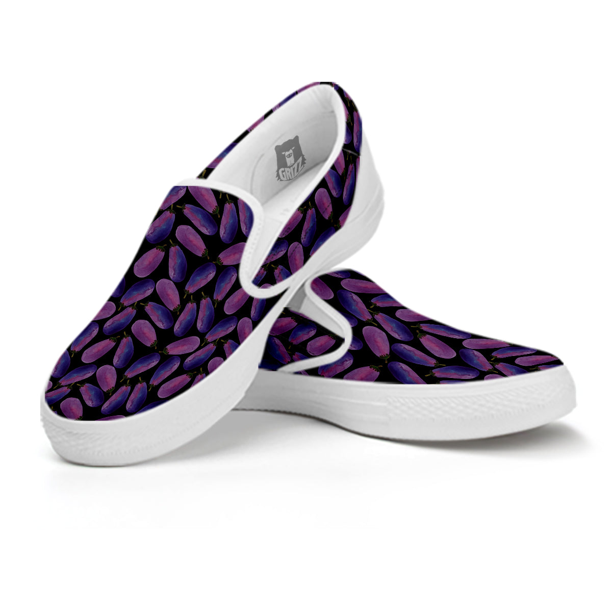 Eggplant Watercolor Print Pattern White Slip On Shoes-grizzshop