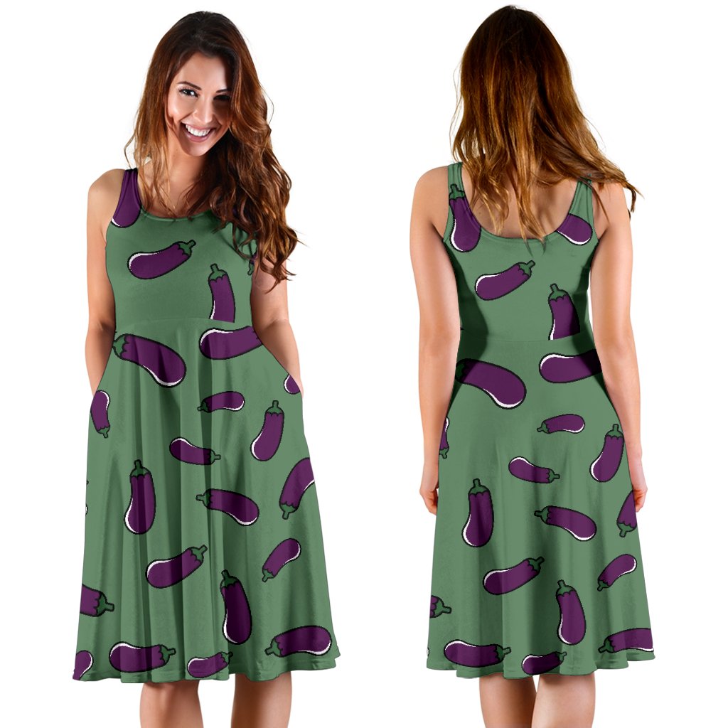 Eggplant Pattern Print Dress-grizzshop