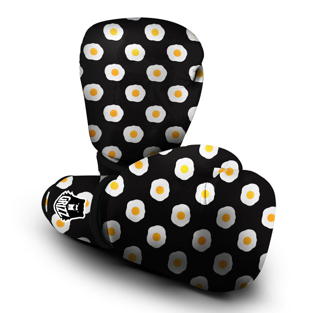 Eggs Black Fried Print Pattern Boxing Gloves-grizzshop