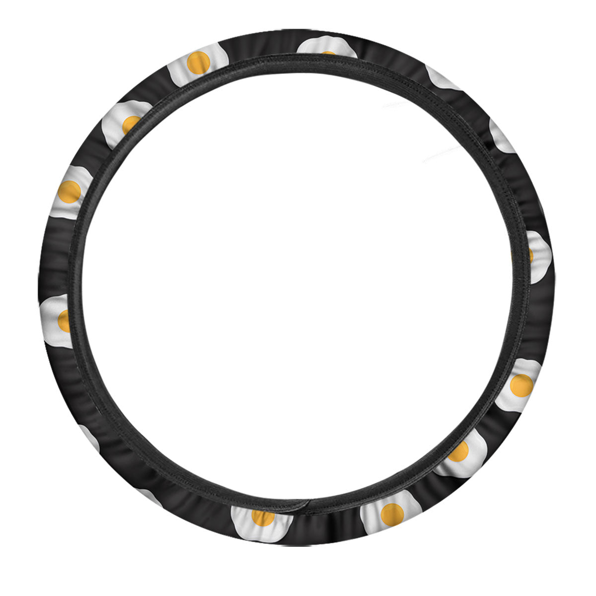 Eggs Black Fried Print Pattern Car Steering Wheel Cover-grizzshop