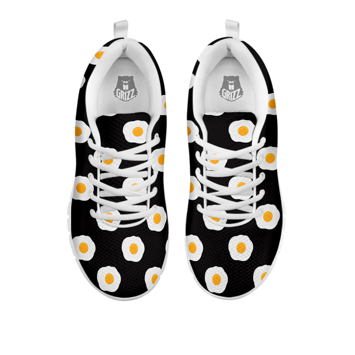 Eggs Black Fried Print Pattern White Sneaker-grizzshop