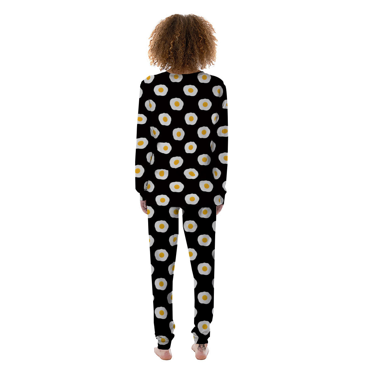 Eggs Black Fried Print Pattern Women's Pajamas-grizzshop