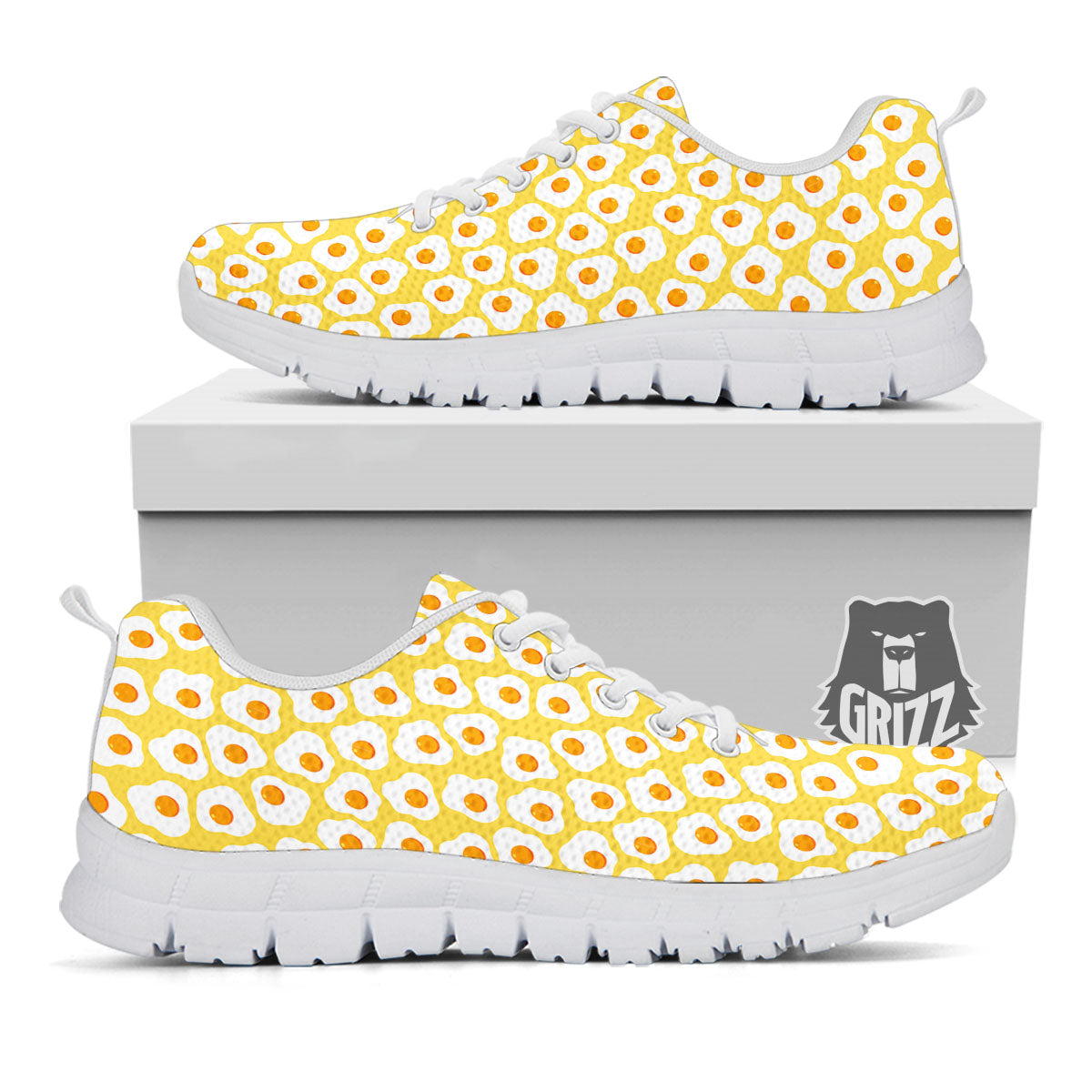 Eggs Print Pattern White Sneaker-grizzshop