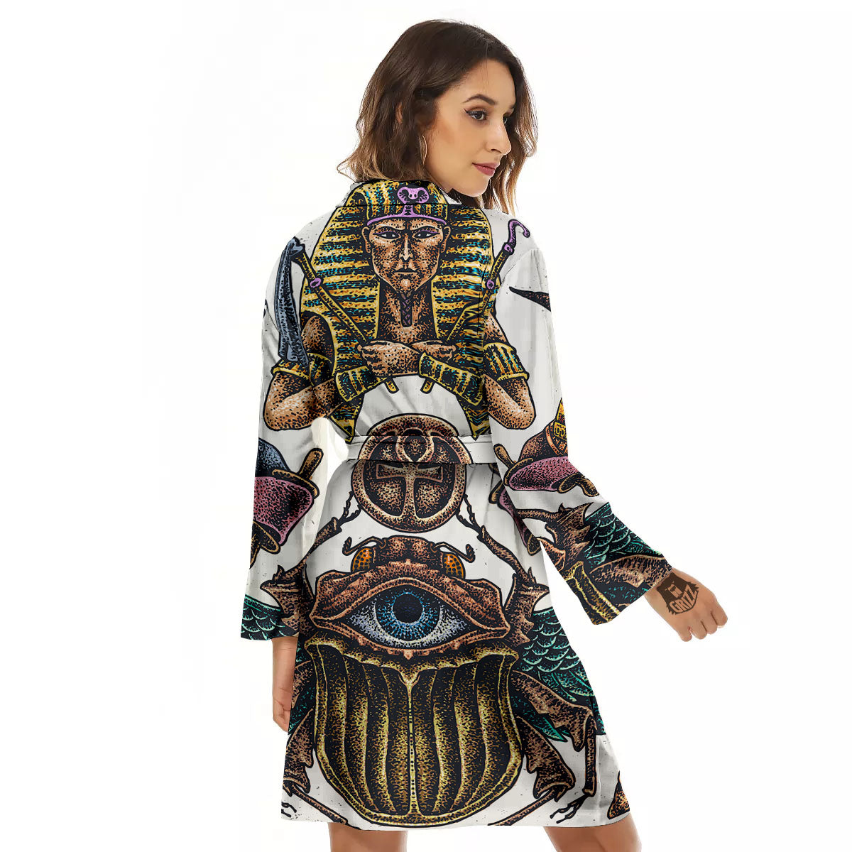 Egypt Hand Drawn Print Women's Robe-grizzshop
