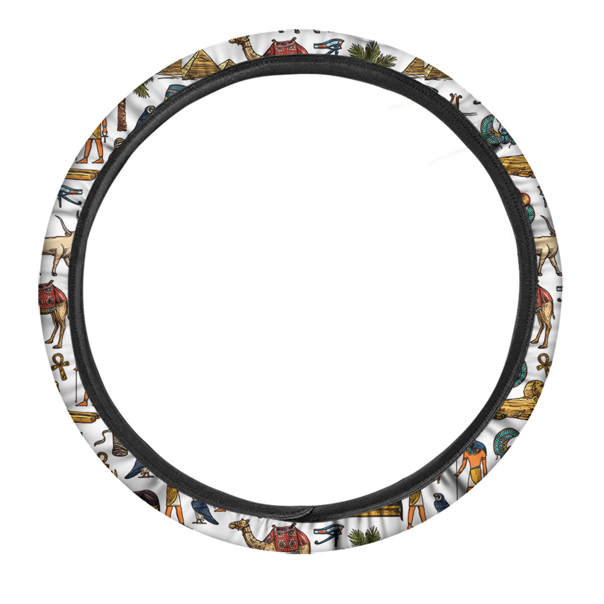 Egypt Religion Symbols Print Pattern Car Steering Wheel Cover-grizzshop