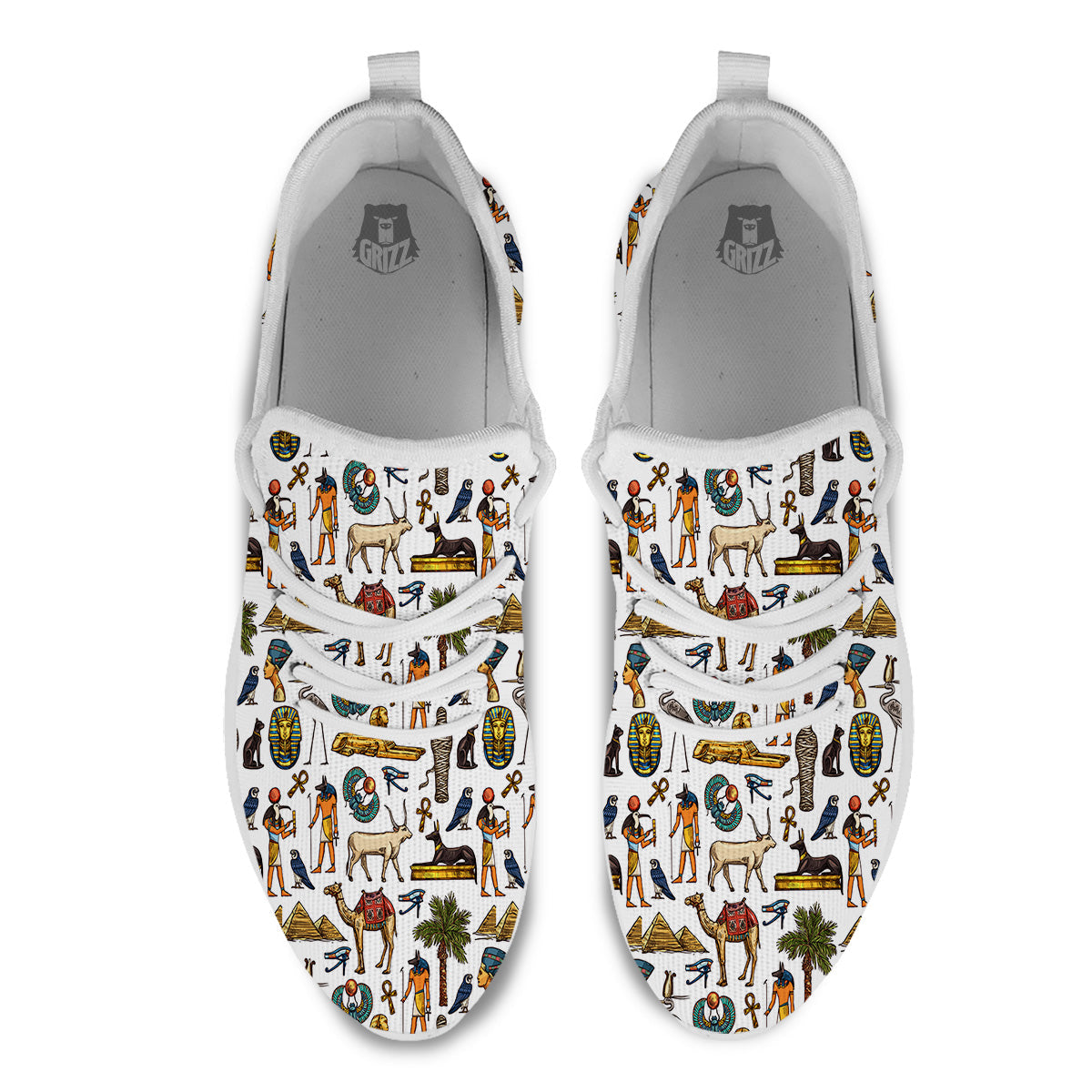 Egypt Religion Symbols Print Pattern White Athletic Shoes-grizzshop