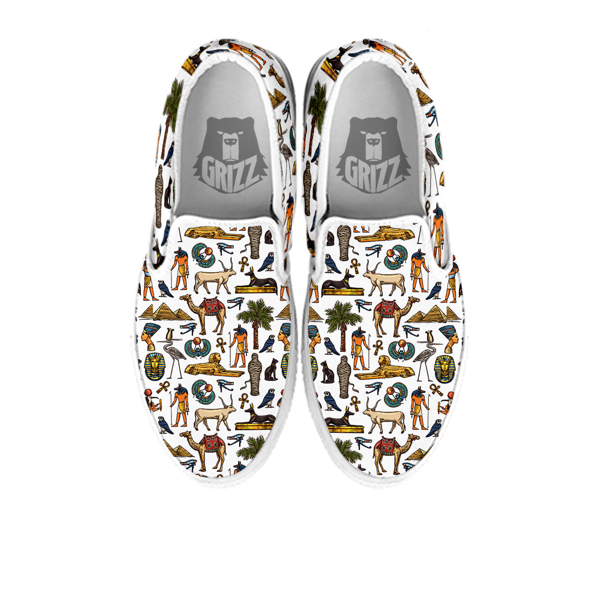 Egypt Religion Symbols Print Pattern White Slip On Shoes-grizzshop