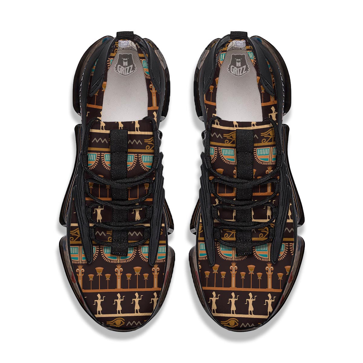 Egypt Tribal Print Pattern Black Gym Shoes-grizzshop