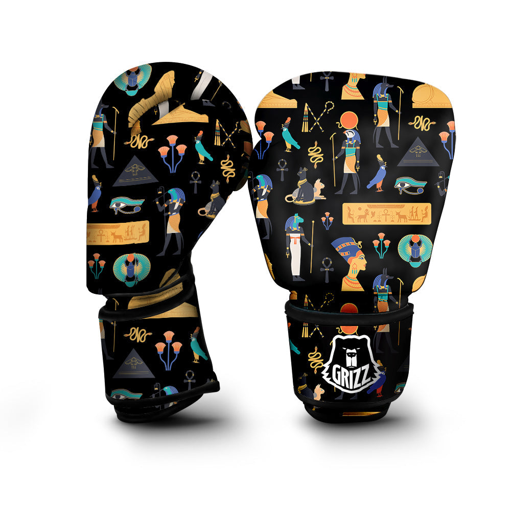 Egyptian Ancient Print Pattern Boxing Gloves-grizzshop