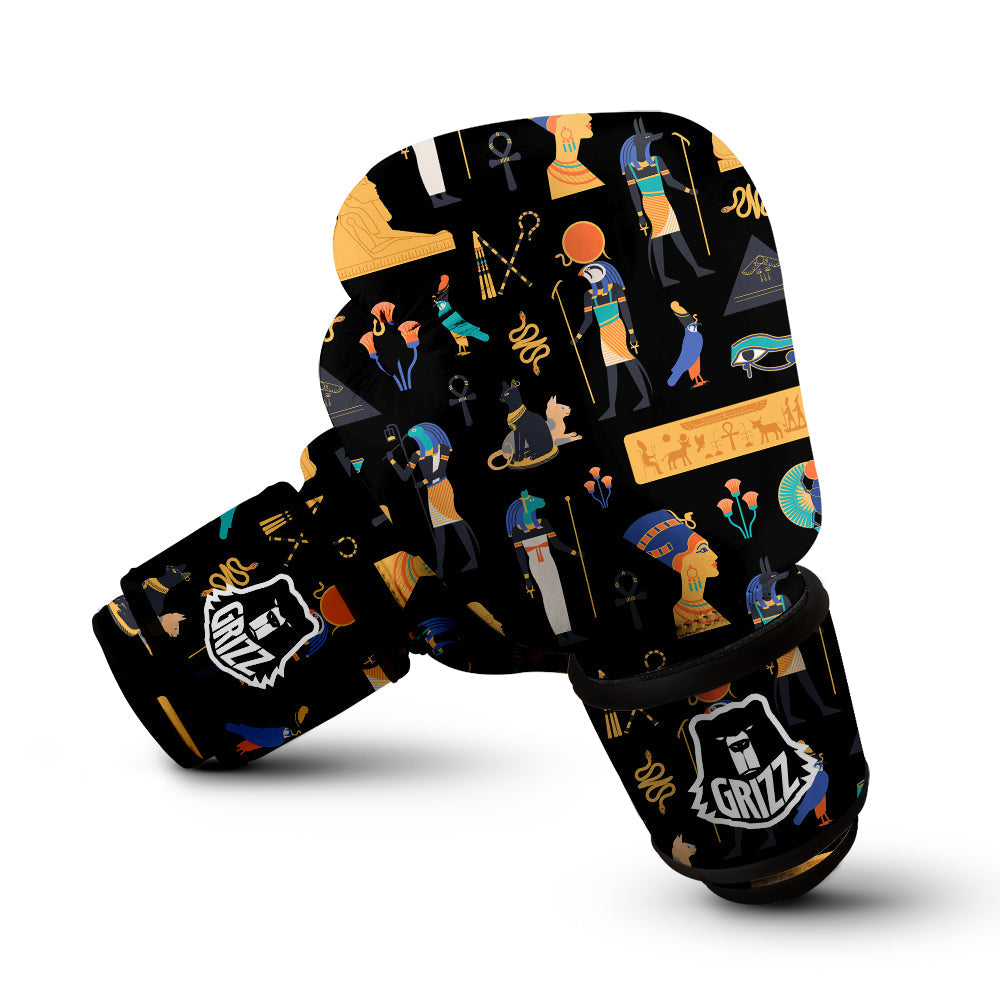 Egyptian Ancient Print Pattern Boxing Gloves-grizzshop