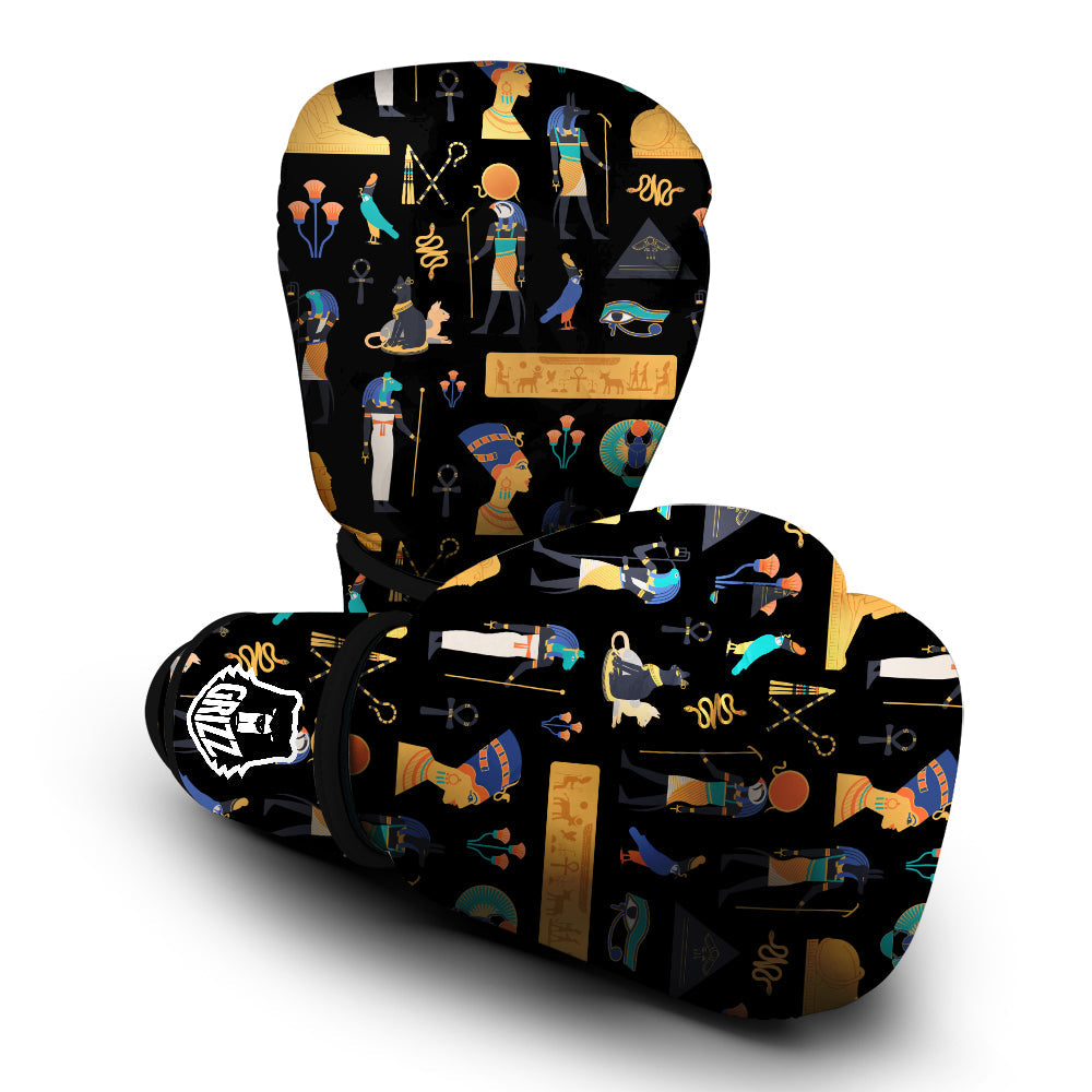 Egyptian Ancient Print Pattern Boxing Gloves-grizzshop