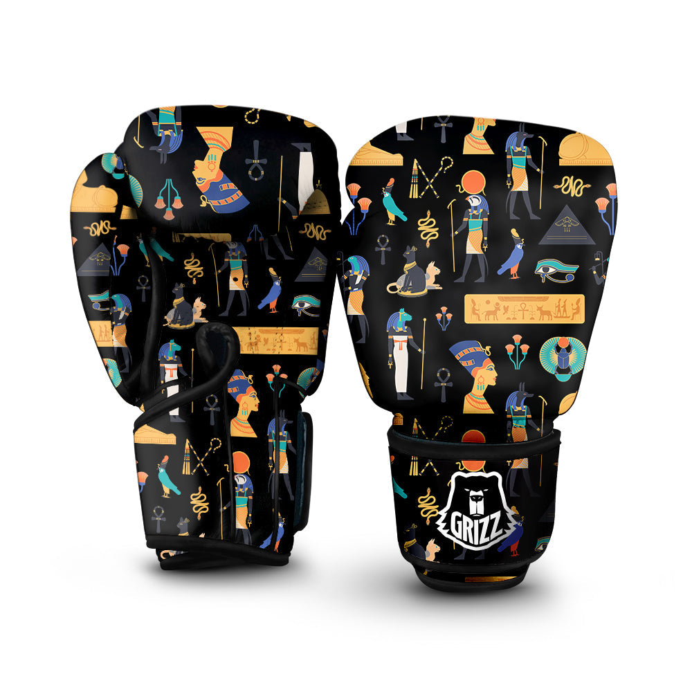 Egyptian Ancient Print Pattern Boxing Gloves-grizzshop
