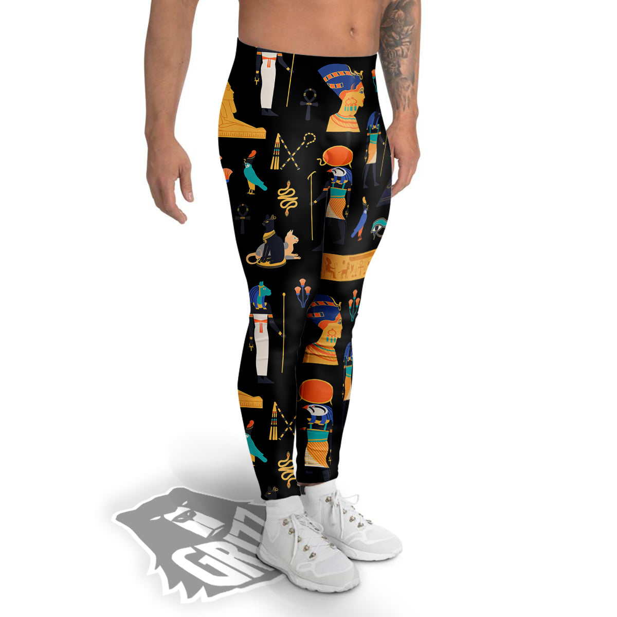 Egyptian Ancient Print Pattern Men's Leggings-grizzshop