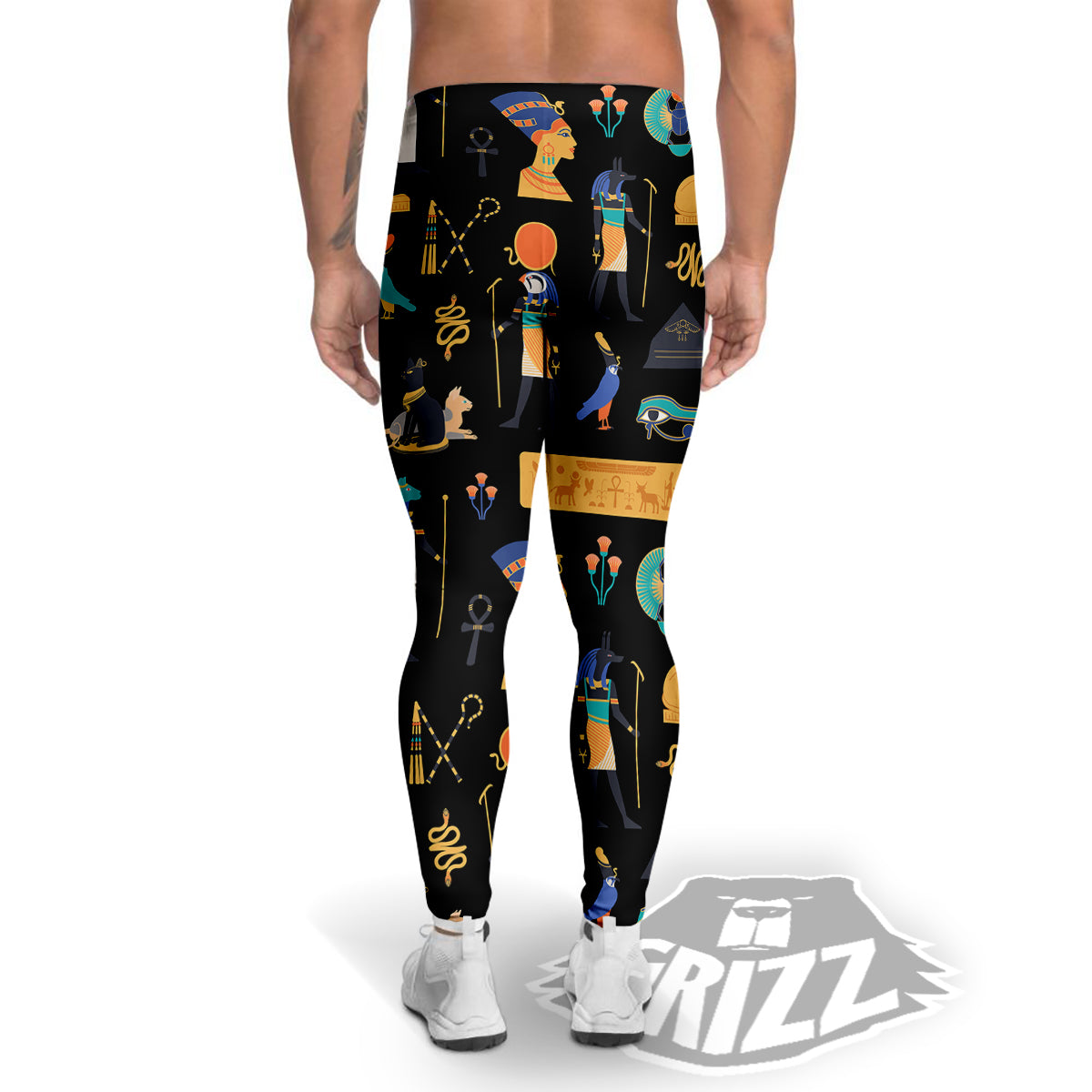 Egyptian Ancient Print Pattern Men's Leggings-grizzshop