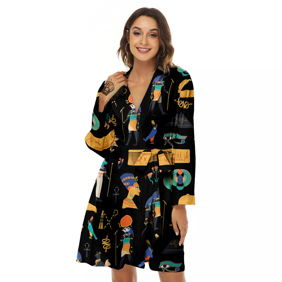 Egyptian Ancient Print Pattern Women's Robe-grizzshop