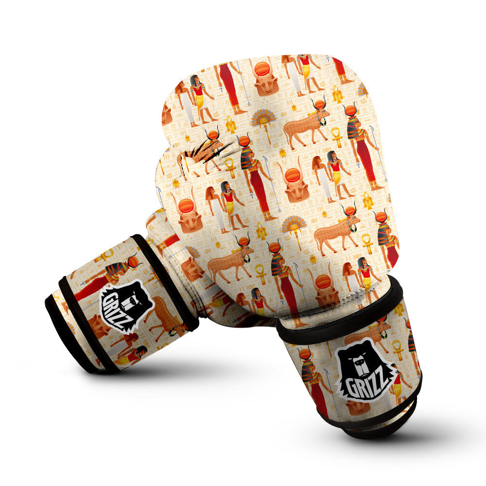 Egyptian Cow Hathor Goddess Print Pattern Boxing Gloves-grizzshop