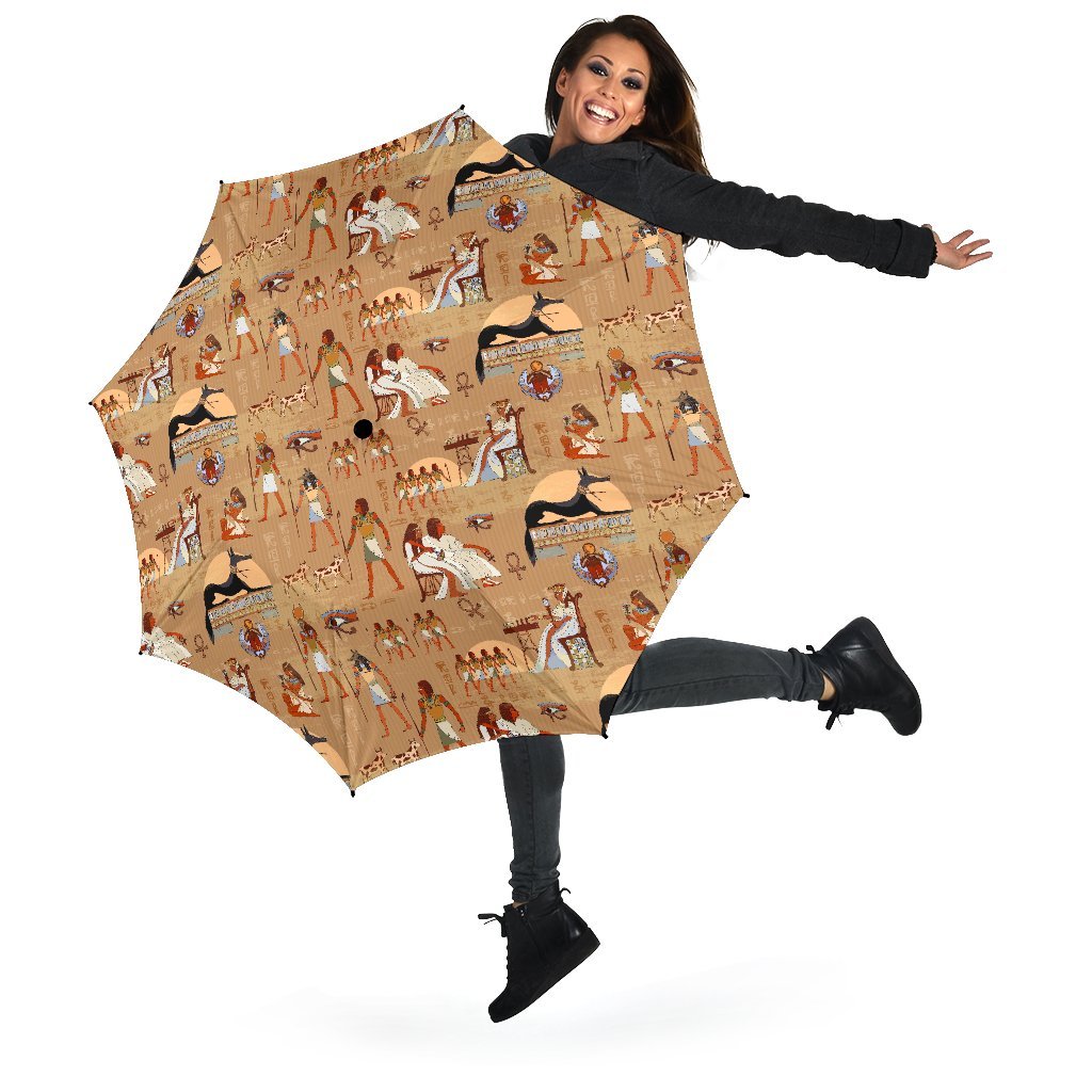 Egyptian Pattern Print Automatic Foldable Umbrella-grizzshop