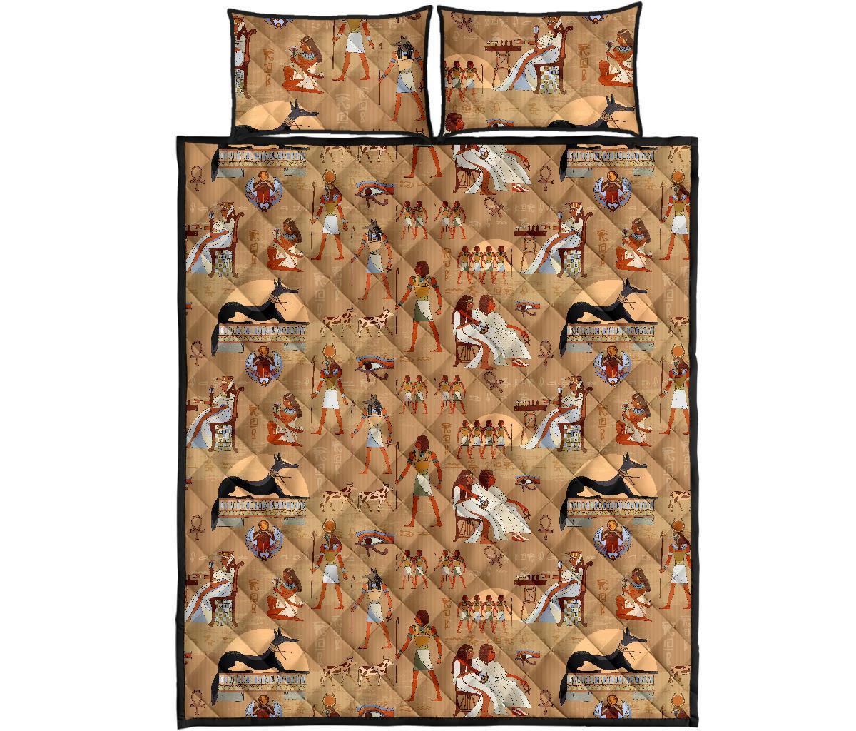 Egyptian Pattern Print Bed Set Quilt-grizzshop